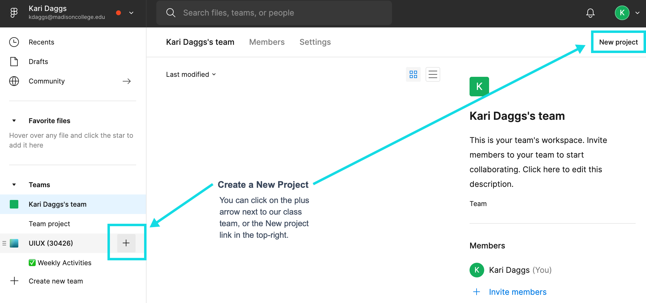 Create a new Figma Project